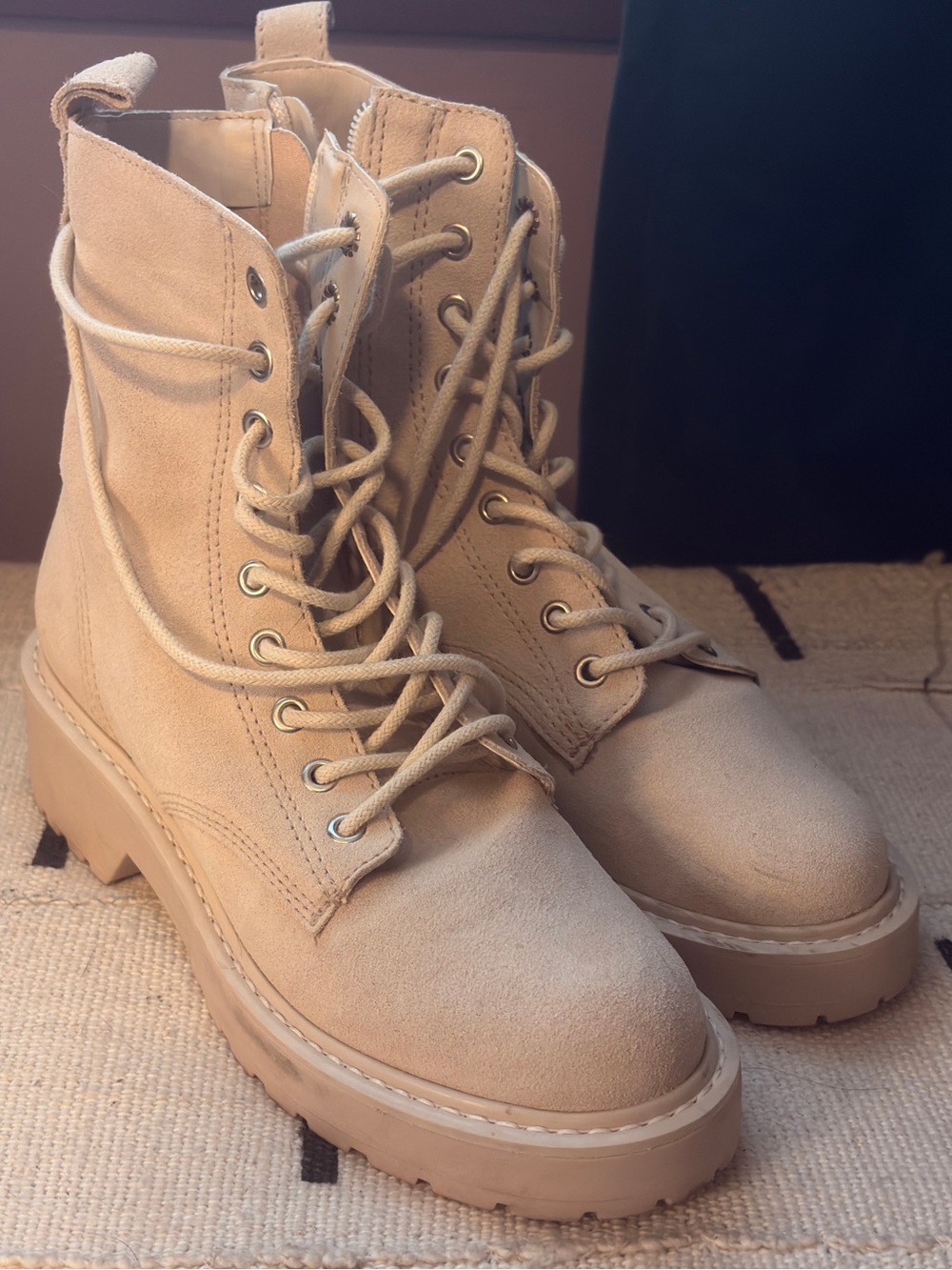 Steve Madden Tornado cream suede combat boots